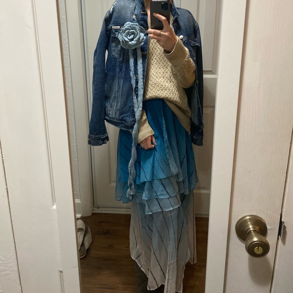 Blue ombré maxi skirt with under slip skirt
